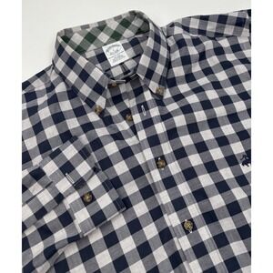 Brooks Brothers Men's L Cotton Original Polo‎ Blue Checkered  Long Sleeve Shirt